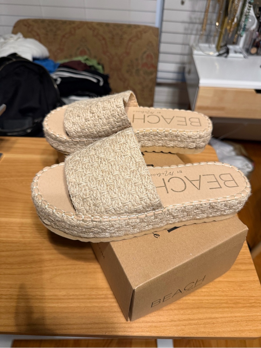 Beach by Matisse Beige Woven Platform Slide - Picture 3 of 5